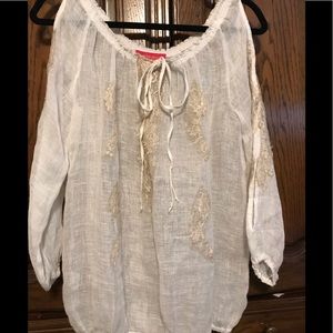 VANITA ROSA 100% Linen Split Sleeve Blouse